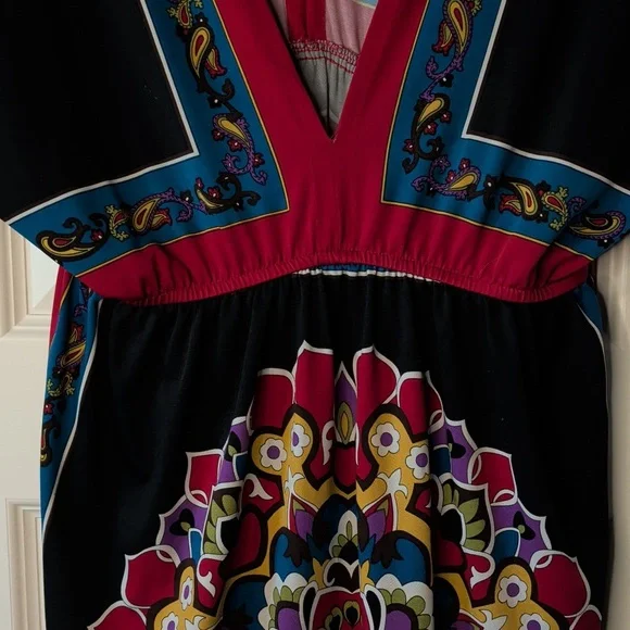 Bailey Blue Vibrant Multicolor V-Neck Beach/Pool Dress - Picture 4 of 10